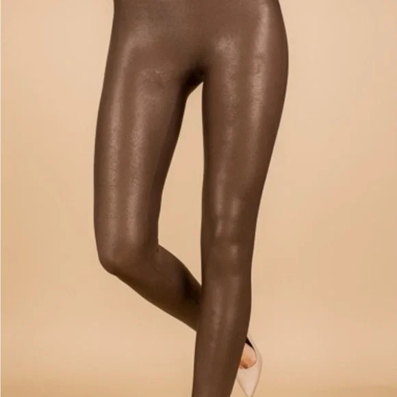 Spanx Faux Leather Leggings - Bronze Metal - Picture 3 of 7